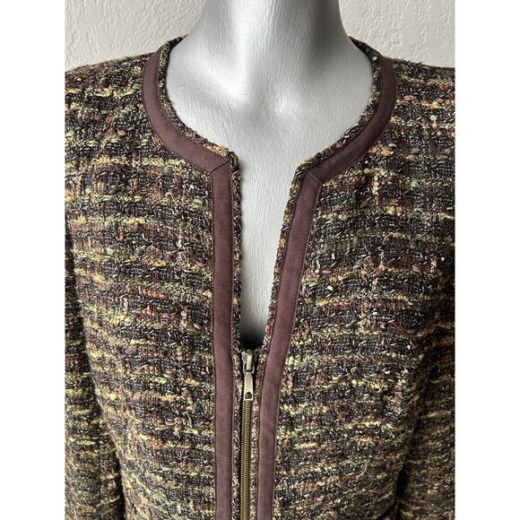Lafayette 148 New York Tweed Wool Blend Zipper Blazer Jacket Women’s Size 8 - Picture 7 of 16